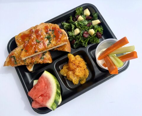 Sweet and Spicy Peanut Butter Sandwich on School Lunch Tray